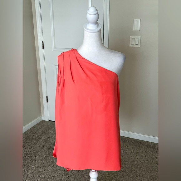 NWT Trina Turk Light Orangey Coral One Shoulder Top Size XXL - Picture 1 of 12